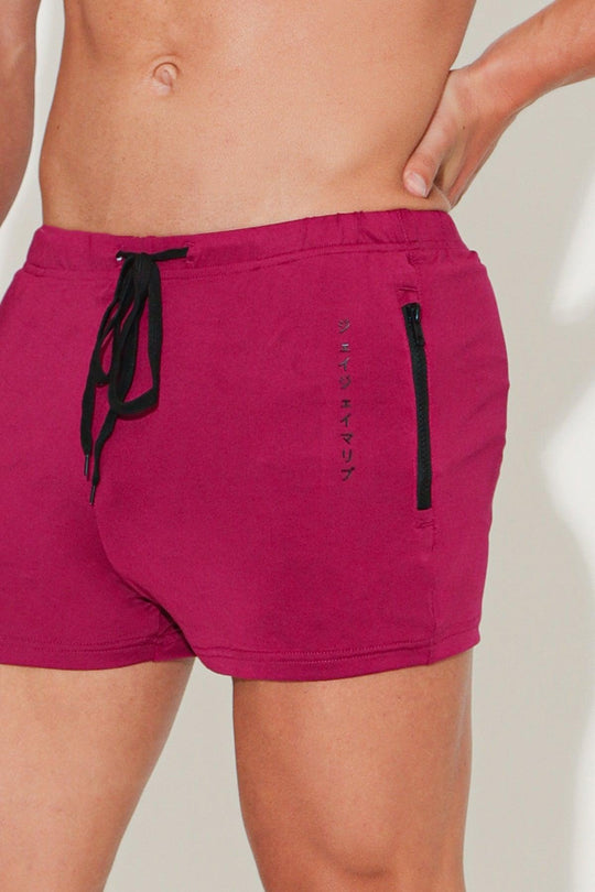 Karma 2" Short Shorts with Zipper Pockets - Berry - JJ Malibu