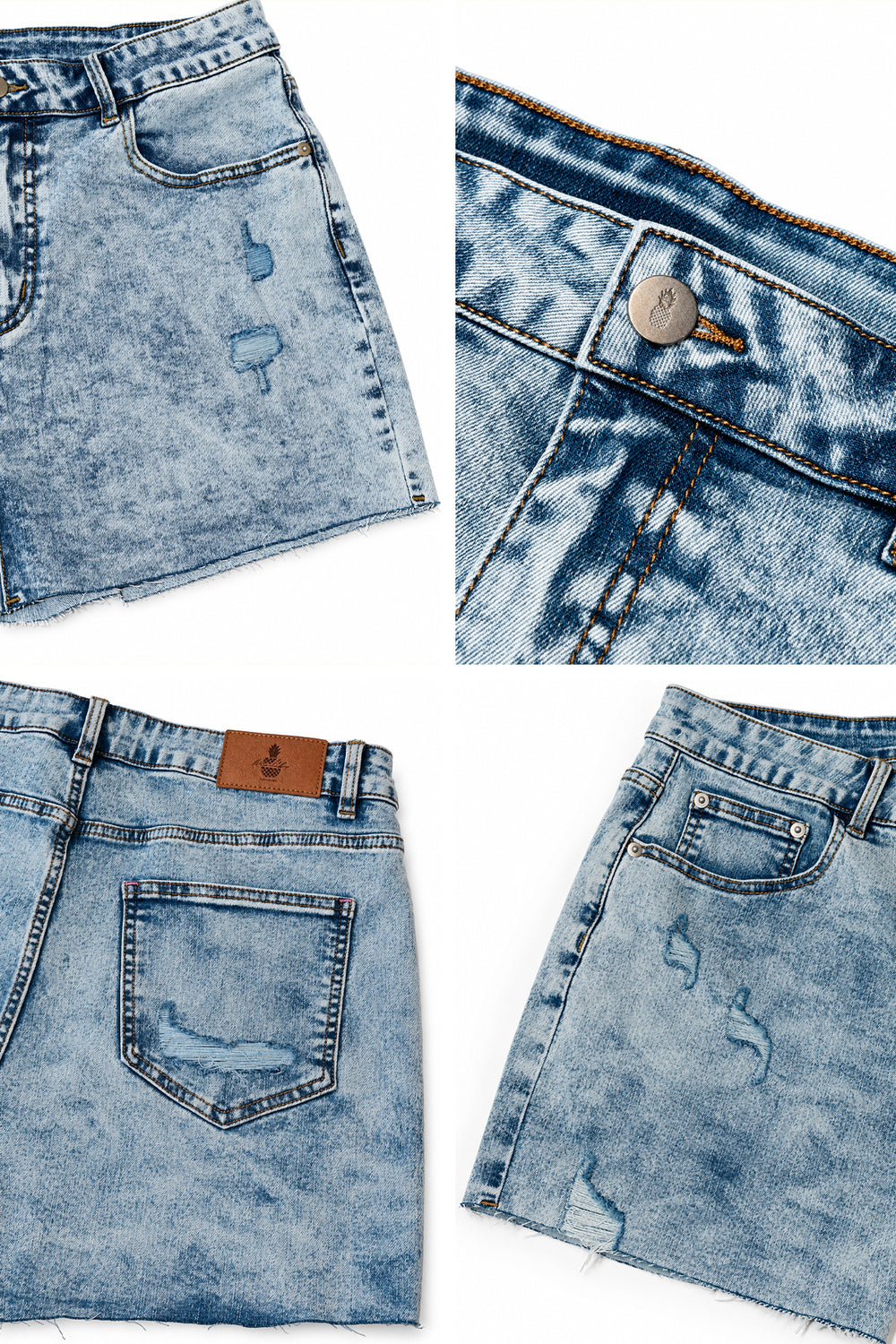 Rockstar Raw Cut 2.5" Denim Short Shorts - Blue Acid Wash