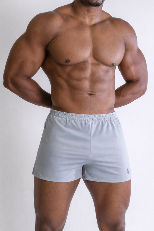 2" Side Split Booty Shorts - Glacier Grey