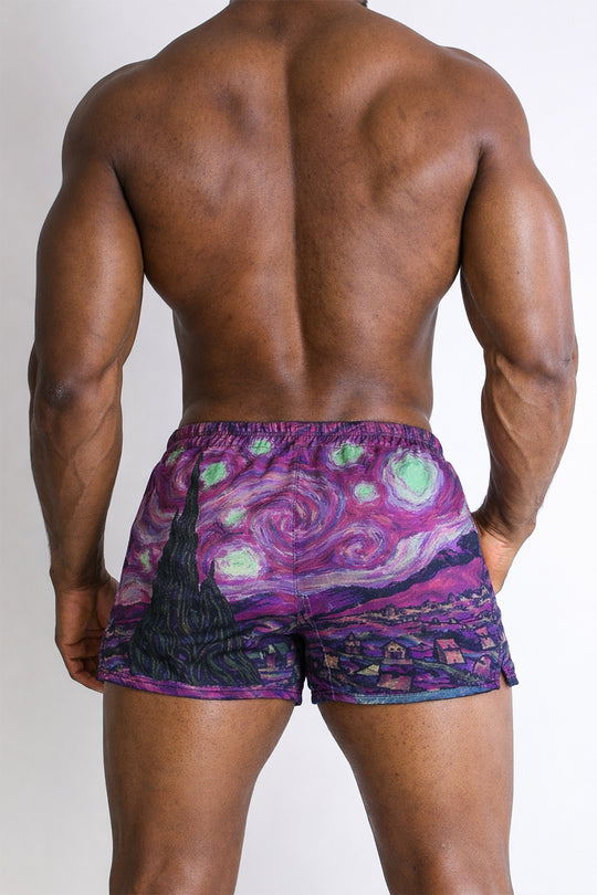 2" Side Split Booty Shorts - Starry Night