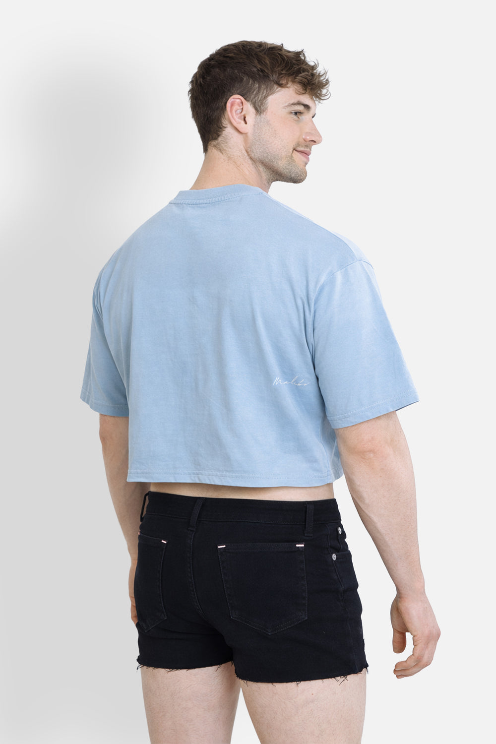 Oversized Relaxed Crop Top - Baby Blue